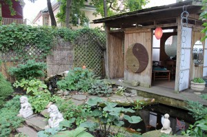 A Garden Walk Buffalo home garden with a Japanese flavor.